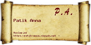 Patik Anna névjegykártya